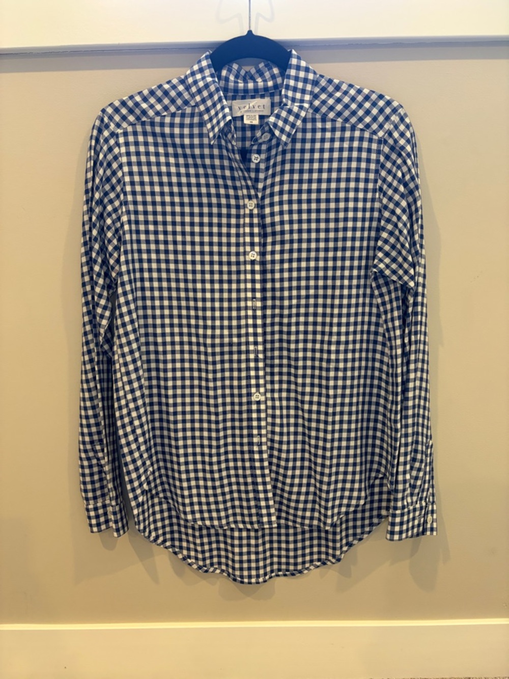 Velvet Blue & White Gingham Button-Down Shirt